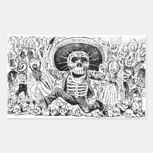 Adesivo Retangular Calavera Oaxaqueña por José Guadalupe Posada 1903