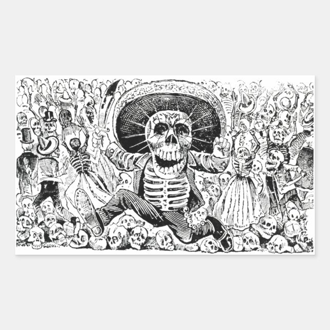 Adesivo Retangular Calavera Oaxaqueña por José Guadalupe Posada 1903 (Frente)