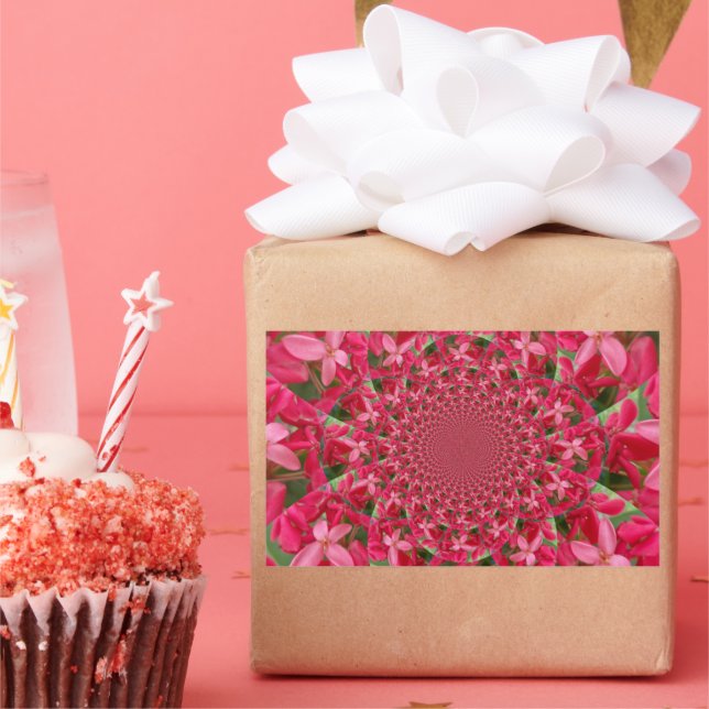 Adesivo Retangular Caleidoscópio de Crimson: Arte Flor Sanguínea Milk (Festa)