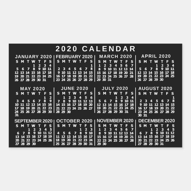 Adesivo Retangular Calendário 2020 (Consulte Descrição de Nova Versão (Frente)