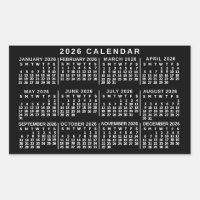 Calendário Mensal Anual 2026 Clássico Preto e Bran