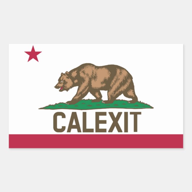 Adesivo Retangular CALEXIT California Bear Flag (Frente)