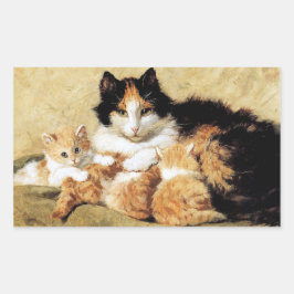 Adesivo Retangular Calico Cat Kittens Vintage Henriette Ronner Knip