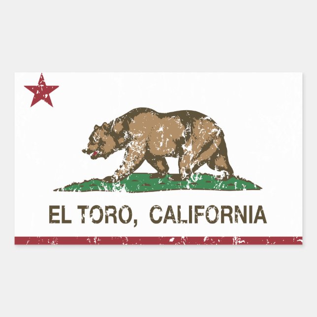 Adesivo Retangular California Republic Flag El Toro (Frente)