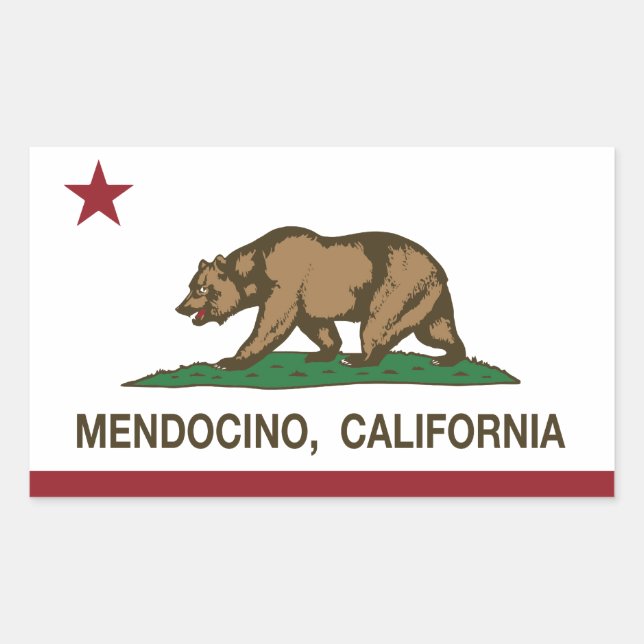 Adesivo Retangular California Republic Flag Mendocino (Frente)