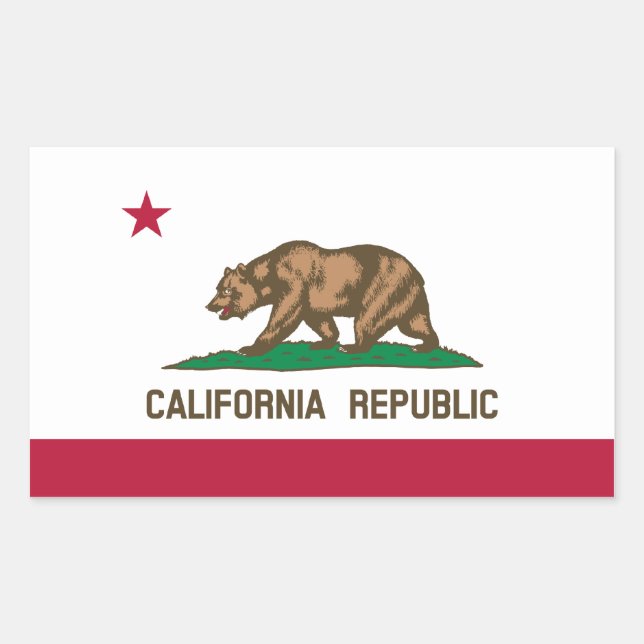 Adesivo Retangular California Republic State Flag, Estados Unidos (Frente)