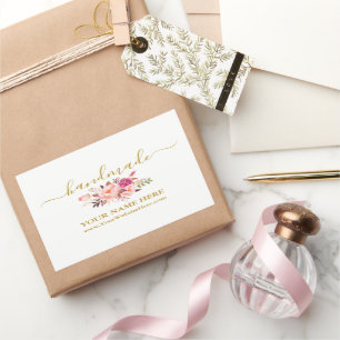 Adesivo Retangular Caligrafia Aquarela Cor Rosa Floral Sabão