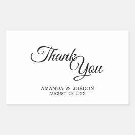 Adesivo Retangular Caligrafia Simples Preta e Branca Obrigado