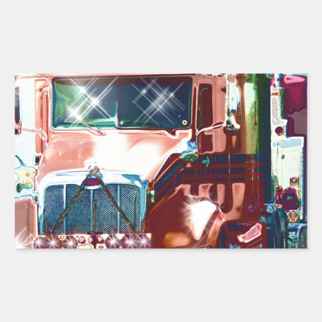 Adesivo Retangular Caminhão Vermelho Grande para Caminhoneiros e Cami (Frente)