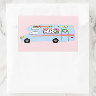Adesivo Retangular Camper de Natal encantador Vintage RV Xmas