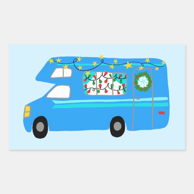 Adesivo Retangular Camper de Natal encantador Vintage RV Xmas (Frente)