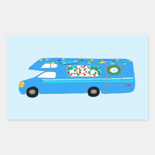 Adesivo Retangular Camper de Natal encantador Vintage RV Xmas