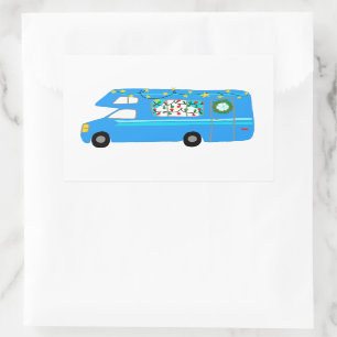 Adesivo Retangular Camper de Natal encantador Vintage RV Xmas