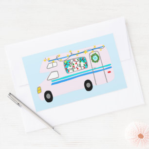 Adesivo Retangular Camper Vintage RV Xmas
