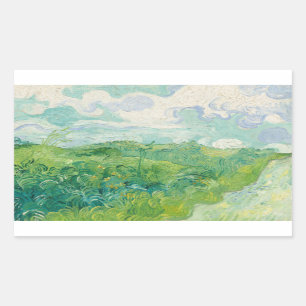 Adesivo Retangular Campos de trigo verde Van Gogh Vintage Art