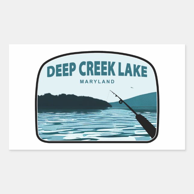 Adesivo Retangular Cana de Pesca do Lago Deep Creek Maryland (Frente)