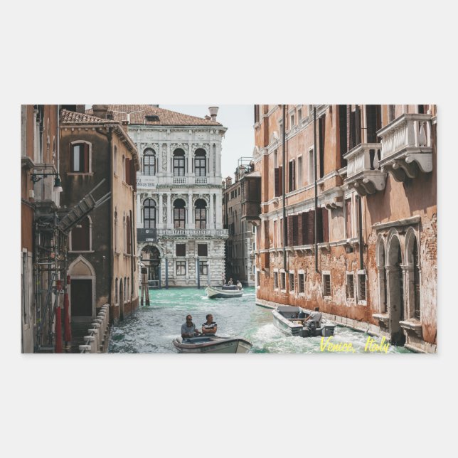 Adesivo Retangular Canal de Venice Boat (Frente)