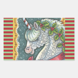 ADESIVO RETANGULAR CANDY CANE CHRISTMAS UNICORN, HORSE PONY STICKERS