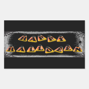 Adesivo Retangular Candy Corn Happy Halloween