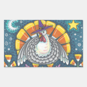 ADESIVO RETANGULAR CANDY CORN TURKEY, OBRIGANDO A FOLHA DE MADEIRA