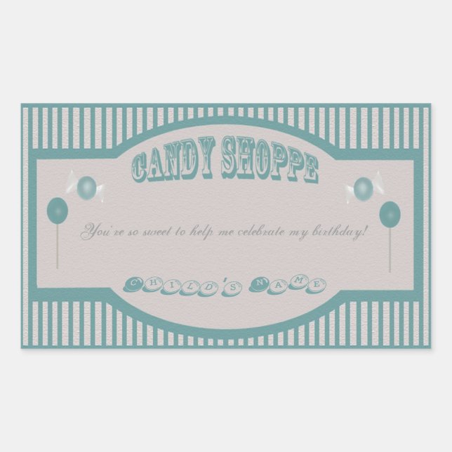 Adesivo Retangular Candy Shoppe Stickers - Teal (Frente)