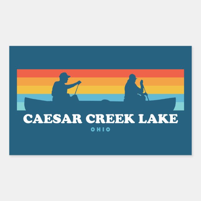 Adesivo Retangular Canoagem de Caesar Creek Lake Ohio (Frente)