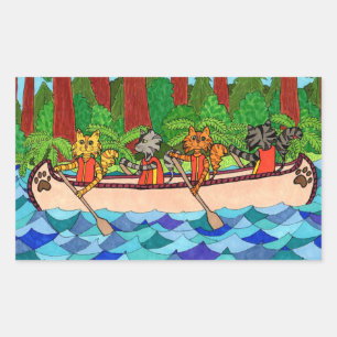 Adesivo Retangular Canoagem de Gatos