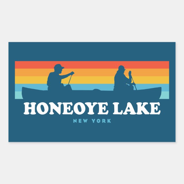 Adesivo Retangular Canoagem Honeoye Lake New York (Frente)