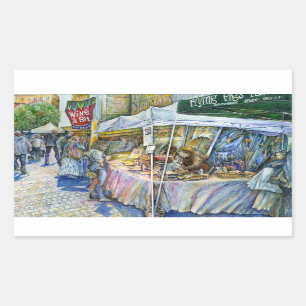 Adesivo Retangular Canto de Fazenda de Porco Voador e Vinho um Pouco.