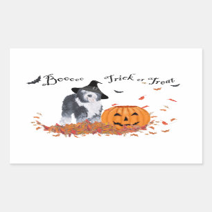Adesivo Retangular Cão de Pastoreio Inglês Antigo Halloween