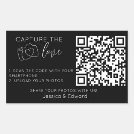 Adesivo Retangular Capture o Casamento Moderno Chic Preto com Código 
