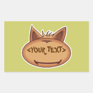Adesivo Retangular Cara de Gato Engraçada, <YOUR TEXT>