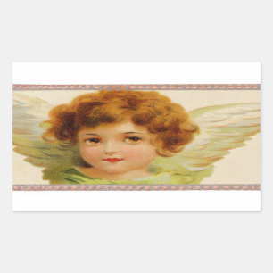 Adesivo Retangular Cara doce do anjo do vintage