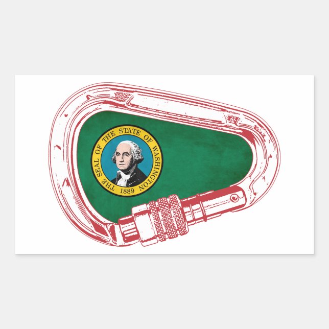 Adesivo Retangular Carabineiro de Escalada de Washington Flag (Frente)