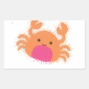 Adesivo Retangular Caranguejo de desenho animado laranja