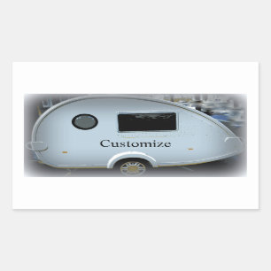 Adesivo Retangular Caravana típica de reboque de lágrimas minúsculos