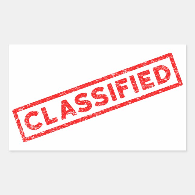 Adesivo Retangular Carimbo de borracha vermelha classificada (Frente)
