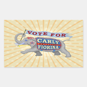 Adesivo Retangular Carly Fiorina Presidente 2016 Elefante Republicano