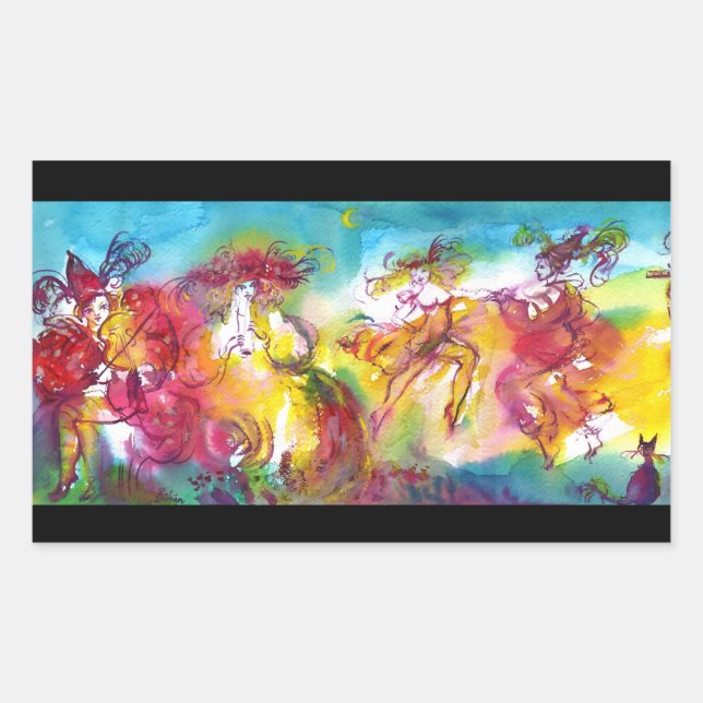 Adesivo Retangular CARNIVAL NIGHT / Mascarada veneziana,Dance Music (Frente)