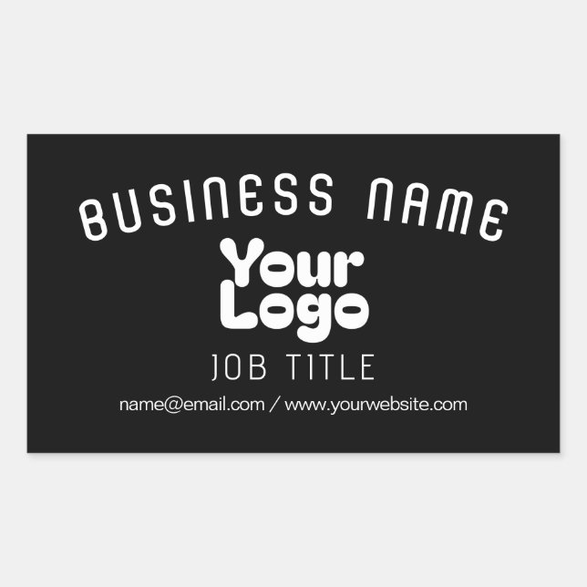 Adesivo Retangular Carregar logotipo | Preto e Branco (editável) (Frente)