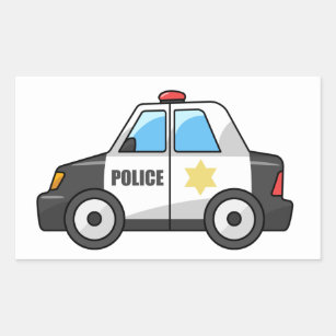 Adesivo Retangular Carro de polícia legal dos desenhos animados