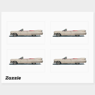 Adesivo Retangular Carro do Cadillac Branco Vintage