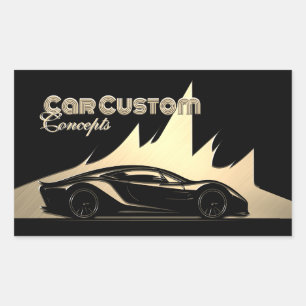 Adesivo Retangular Carro Dourado e preto luxuoso moderno e gravado