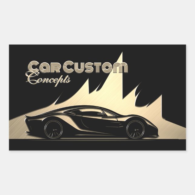 Adesivo Retangular Carro Dourado e preto luxuoso moderno e gravado (Frente)