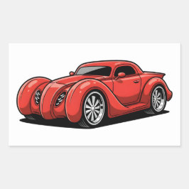 Adesivo Retangular Carro Esportivo Vermelho Lava em Espiral Toon