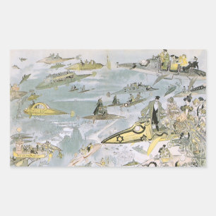 Adesivo Retangular Carros futuristas da ficção científica do vinta