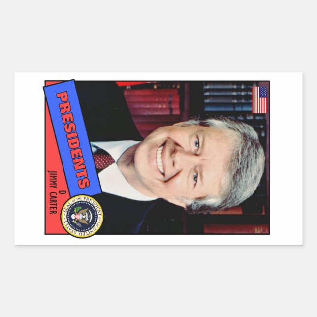 Adesivo Retangular Cartão Baseball Jimmy Carter (Frente)