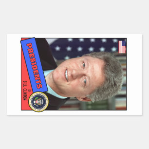 Adesivo Retangular Cartão de basebol de Bill Clinton