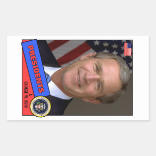 Adesivo Retangular Cartão de Beisebol George W. Bush
