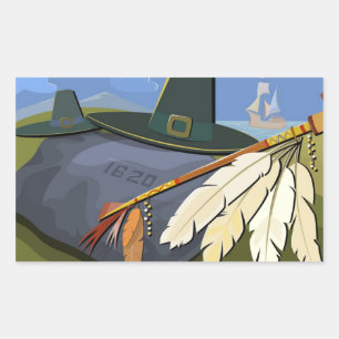 Adesivo Retangular Cartão do dia da acção de graças